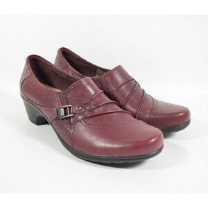 Earth Origin Roxanne Burgundy Leather Slip On Loafers Low Heel Shoes Sz 11M